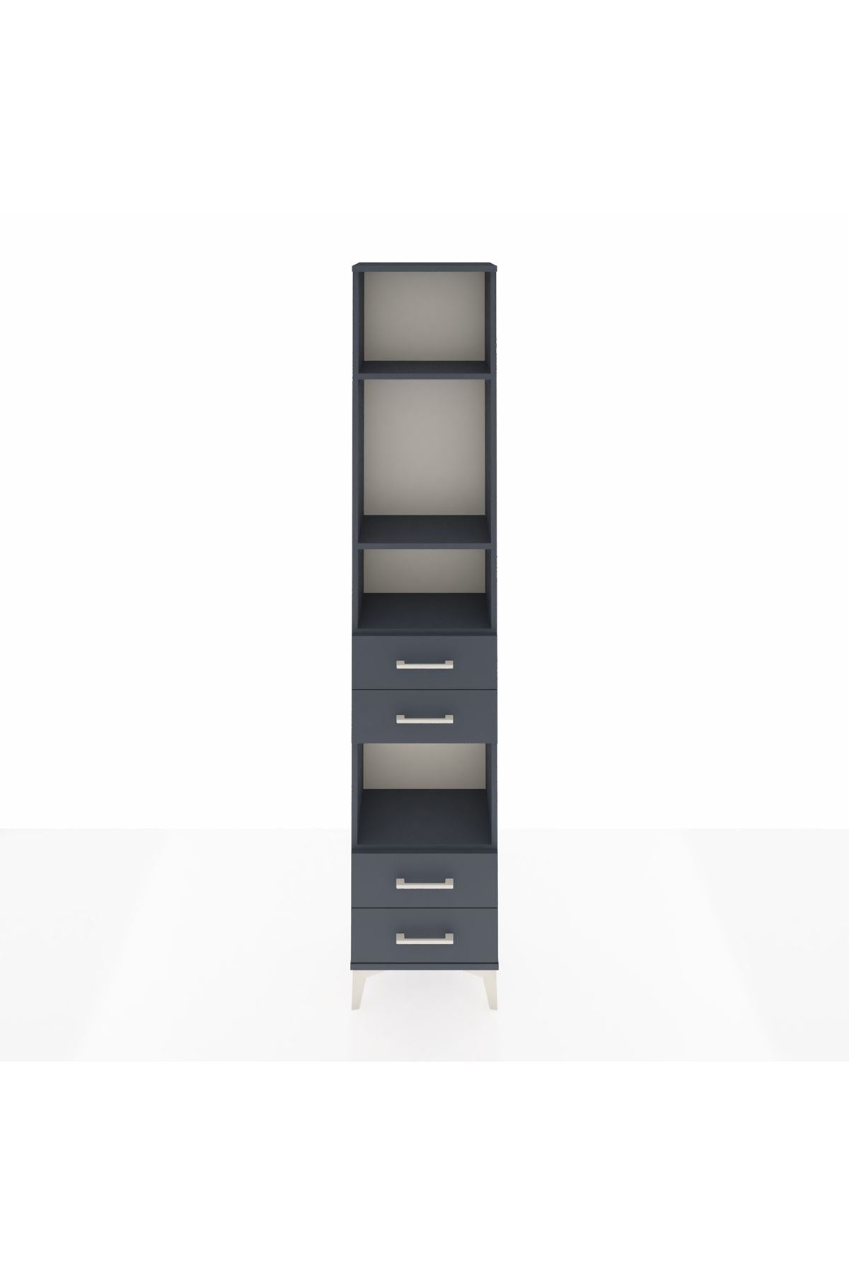 Arges Dolap 4 Raflı 4 Çekmeceli 44x30x221 Antrasit-Antrasit