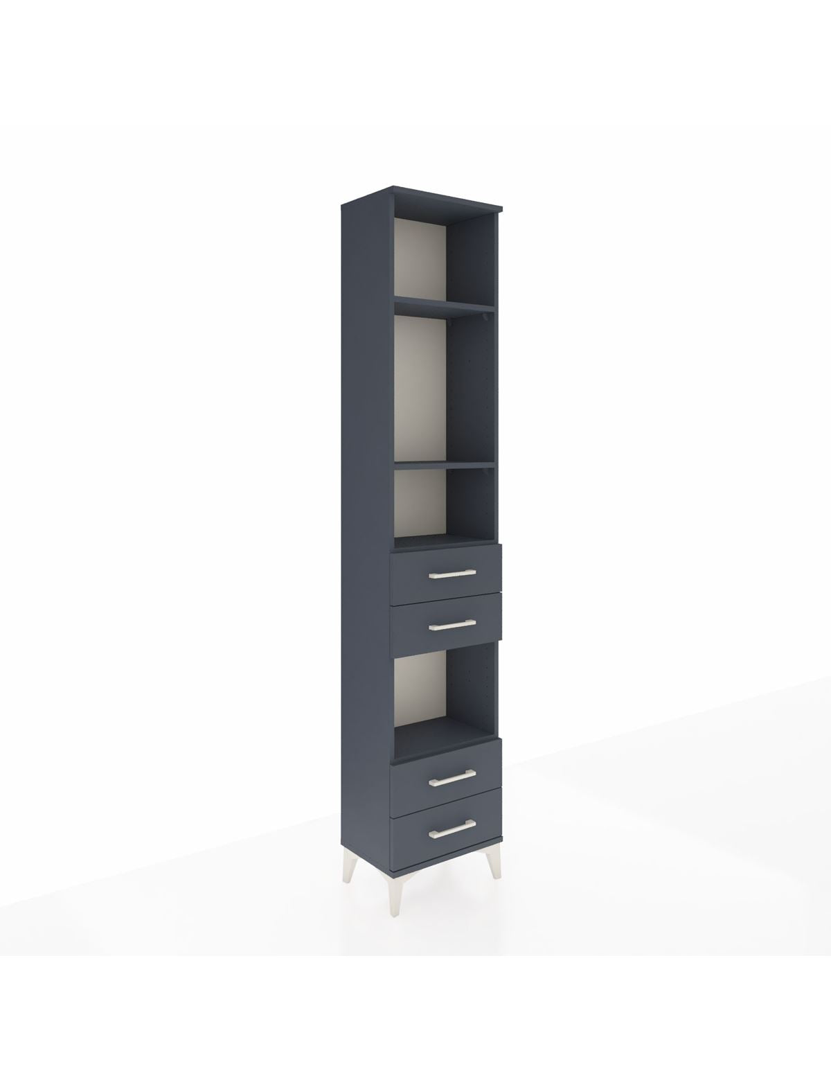 Arges Dolap 4 Raflı 4 Çekmeceli 44x30x221 Antrasit-Antrasit