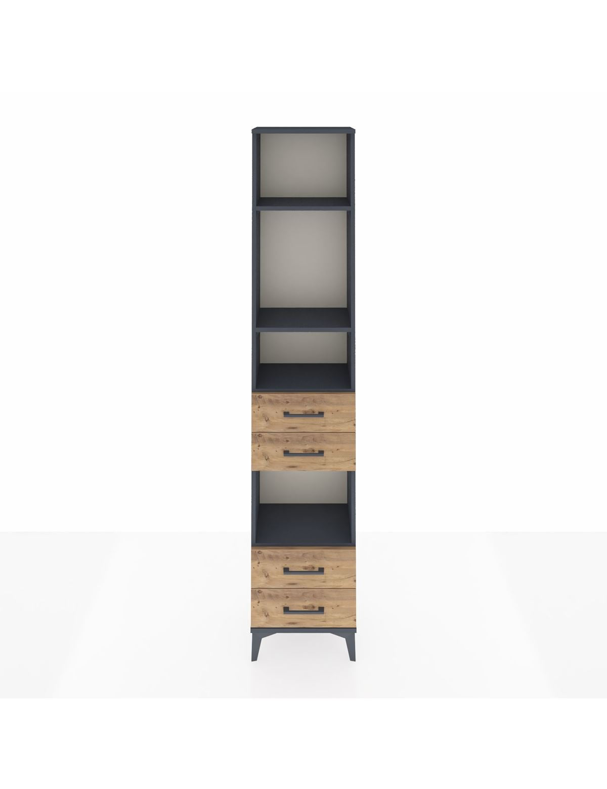 Arges Dolap 4 Raflı 4 Çekmeceli 44x30x221 Antrasit-Çam