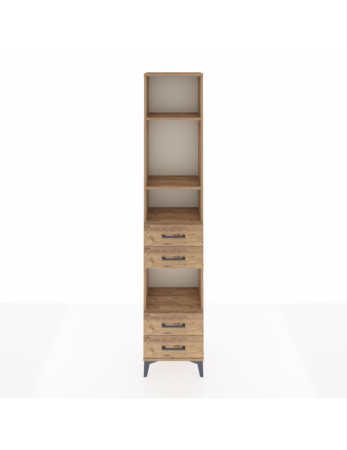 Arges Dolap 4 Raflı 4 Çekmeceli 44x30x221 Çam-Çam