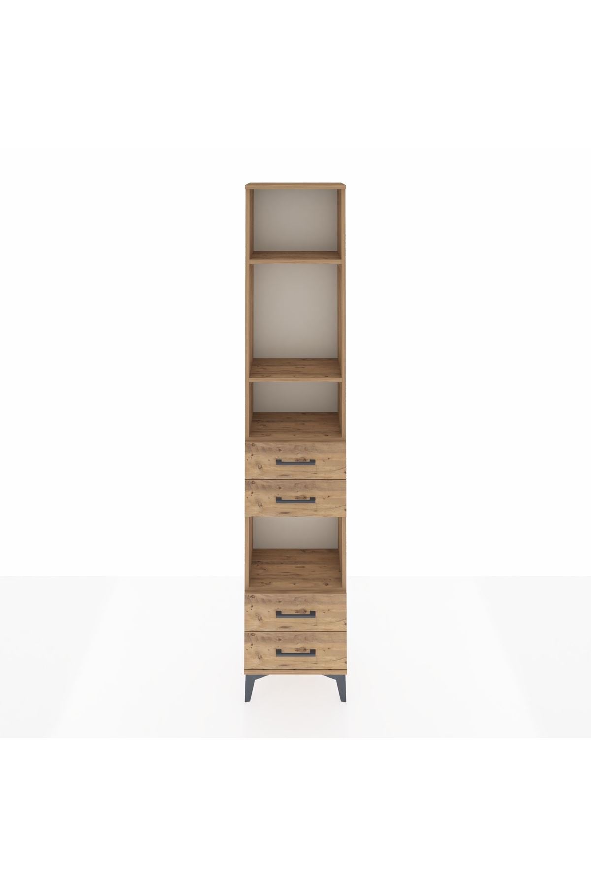 Arges Dolap 4 Raflı 4 Çekmeceli 44x30x221 Çam-Çam