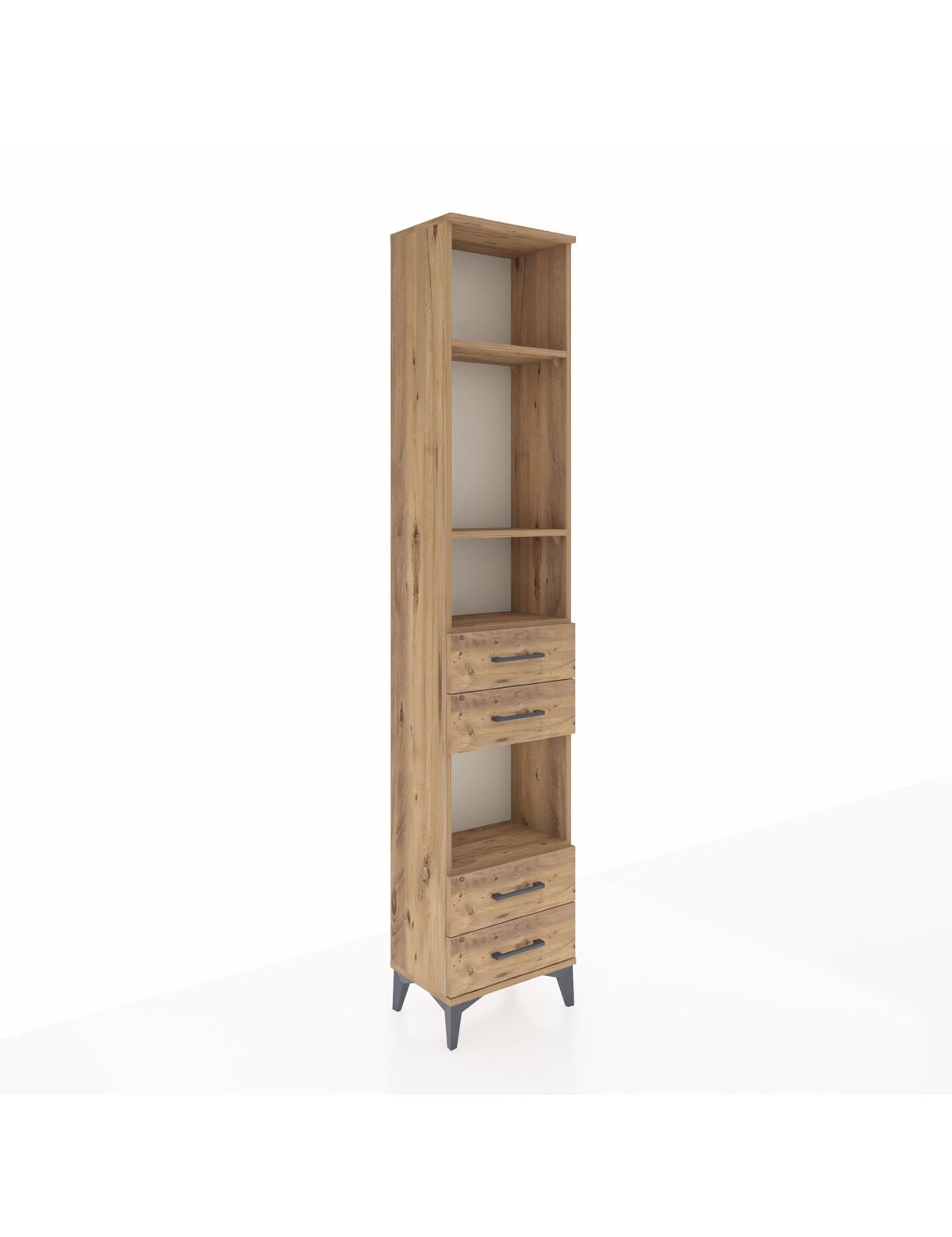 Arges Dolap 4 Raflı 4 Çekmeceli 44x30x221 Çam-Çam