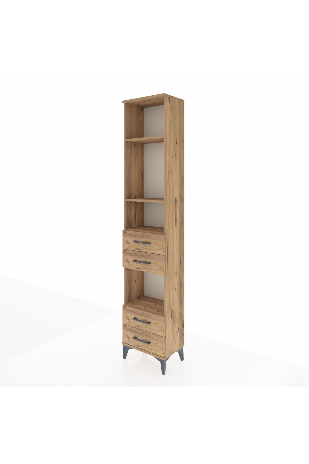 Arges Dolap 4 Raflı 4 Çekmeceli 44x30x221 Çam-Çam