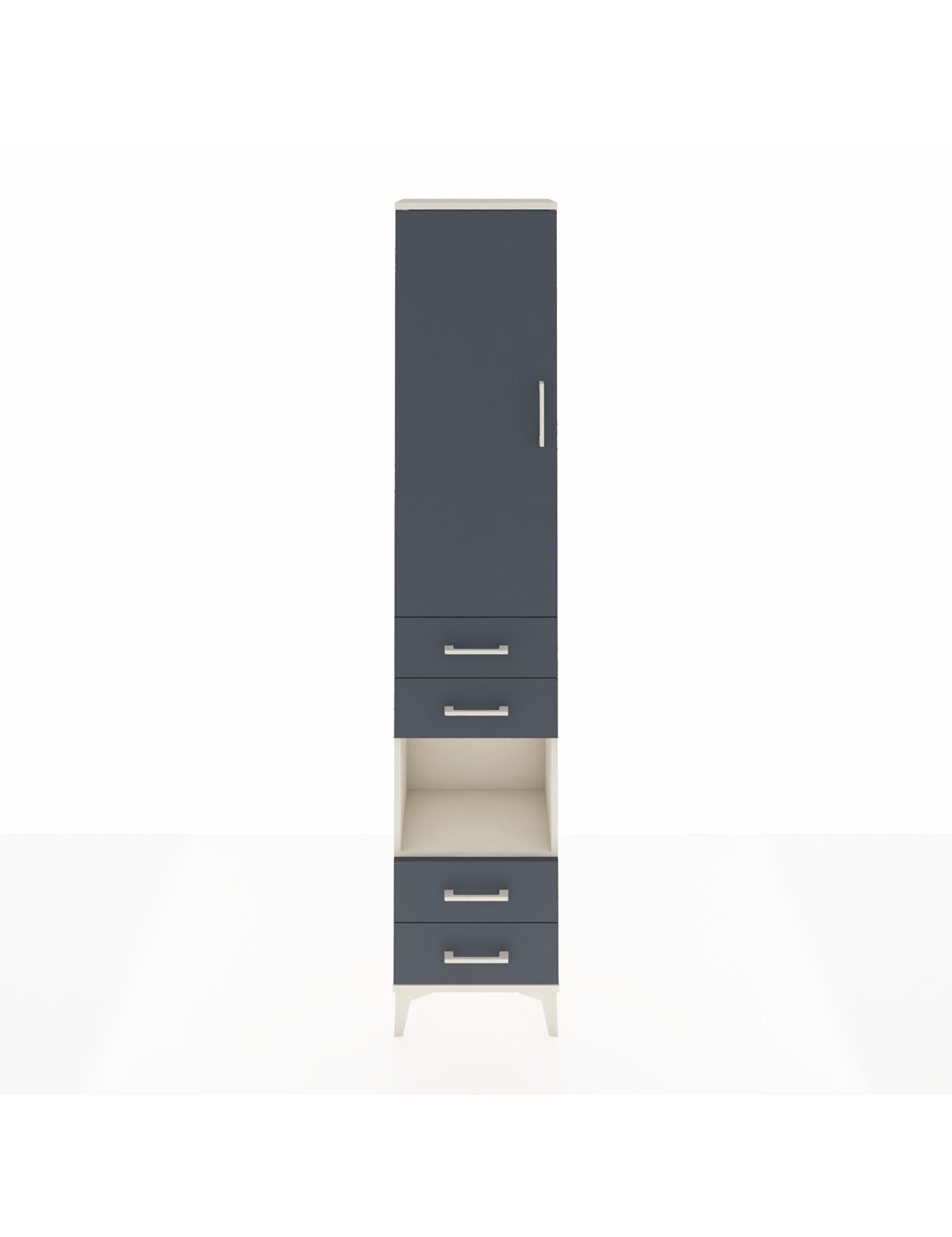 Arges Dolap 3 Raflı 4 Çekmeceli Tek Askılı 44x30x221 Aytaşı-Antrasit