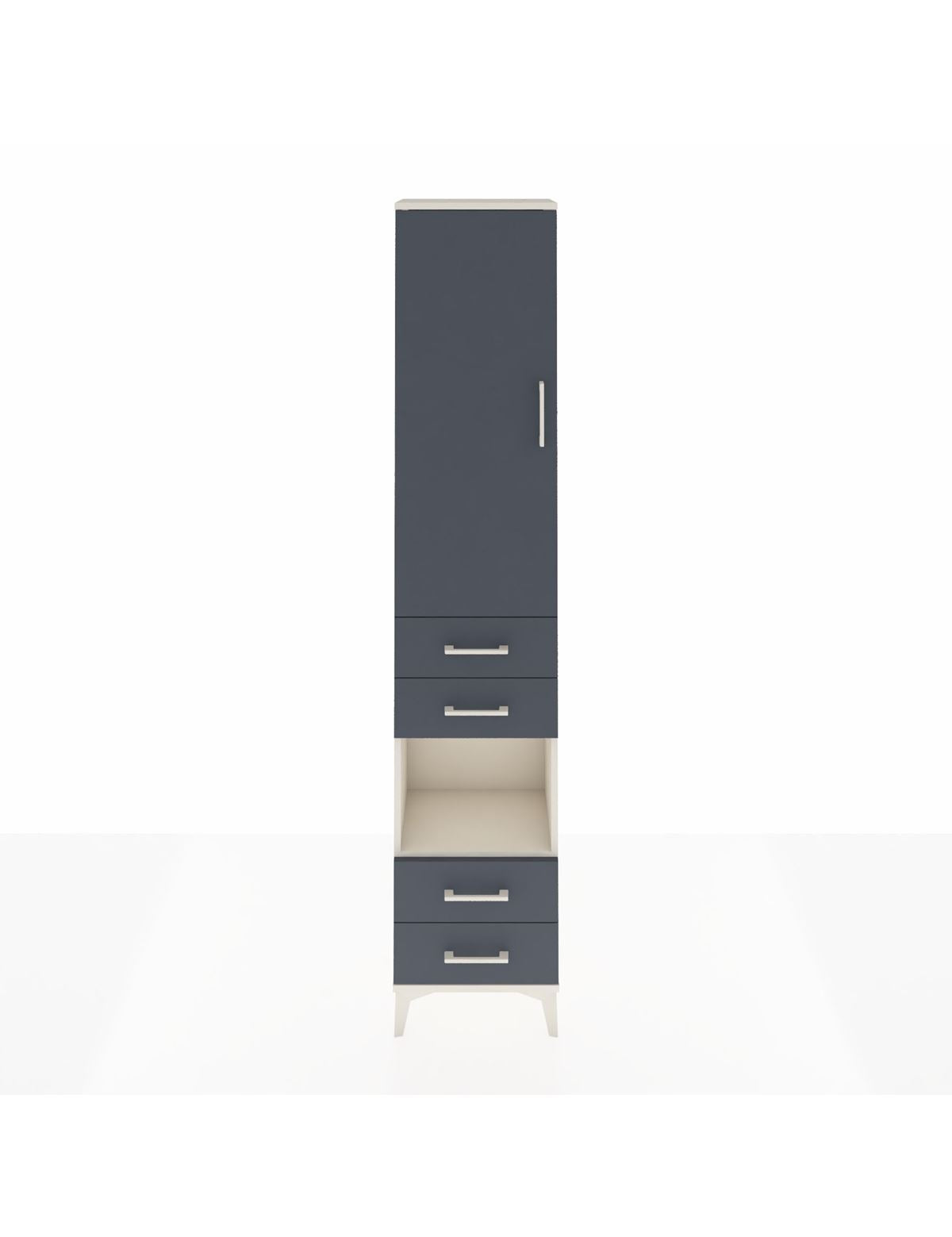 Arges Dolap 4 Raflı 4 Çekmeceli Tek Kapaklı 44x30x221 Aytaşı-Antrasit