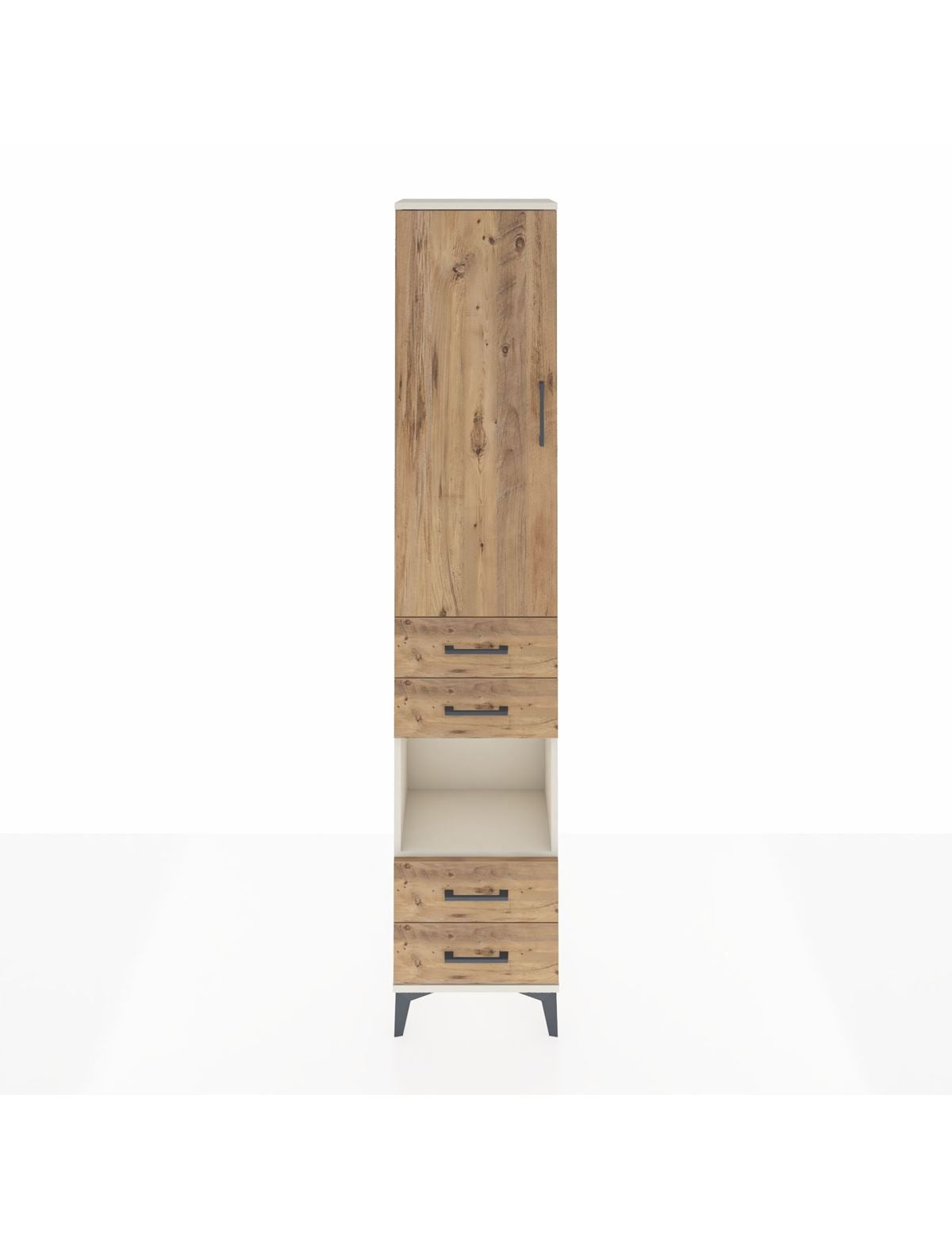 Arges Dolap 4 Raflı 4 Çekmeceli Tek Kapaklı 44x30x221 Aytaşı-Çam