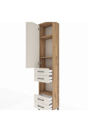 Arges Dolap 4 Raflı 4 Çekmeceli Tek Kapaklı 44x30x221 Çam-Aytaşı