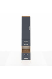 Arges Dolap 4 Raflı 4 Çekmeceli Tek Kapaklı 44x30x221 Çam-Antrasit