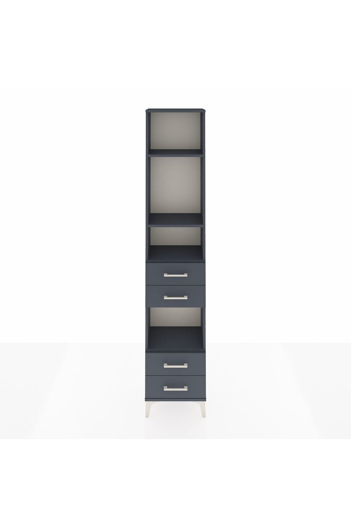 Arges Dolap 4 Raflı 4 Çekmeceli 44x30x221 Antrasit-Antrasit