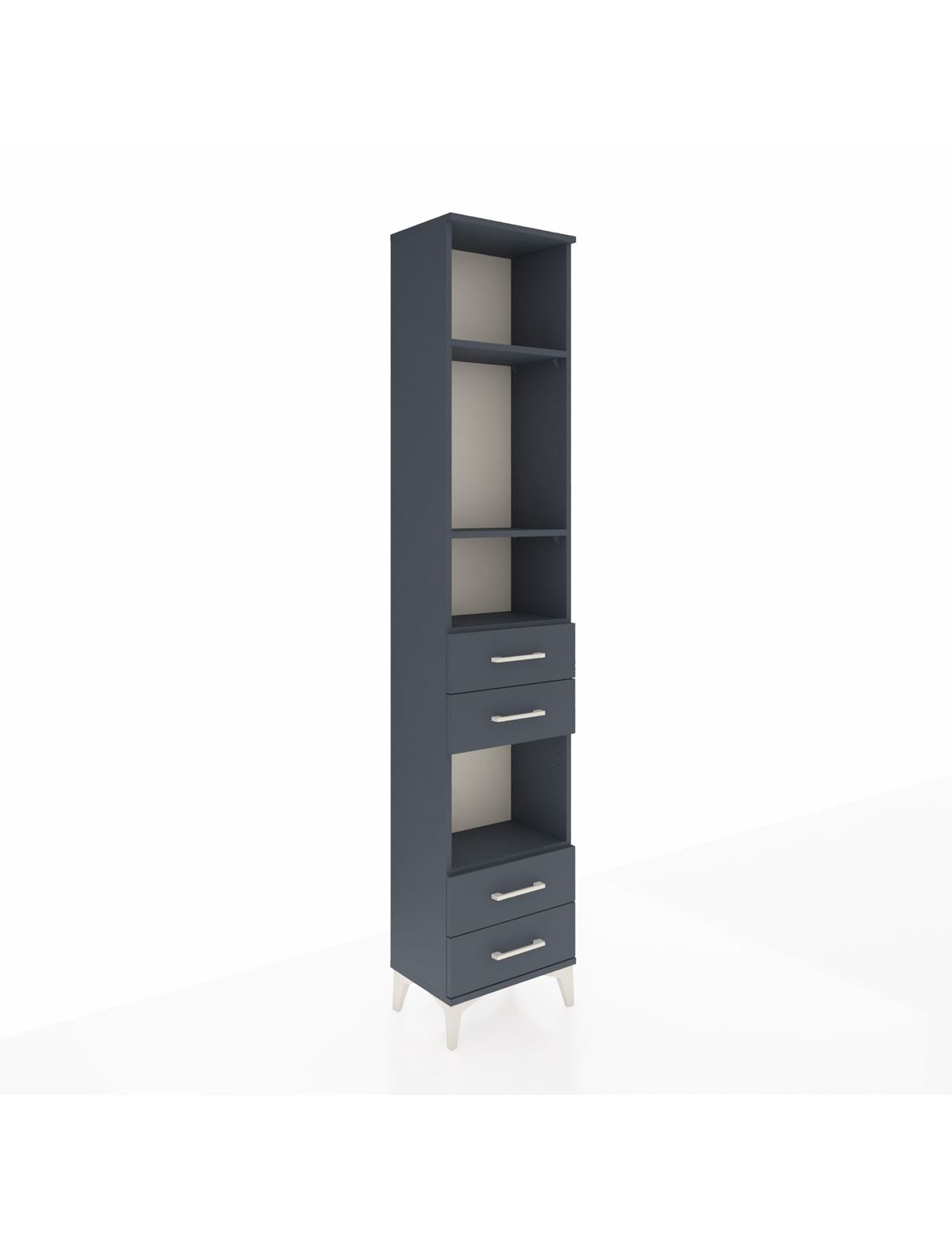 Arges Dolap 4 Raflı 4 Çekmeceli 44x30x221 Antrasit-Antrasit