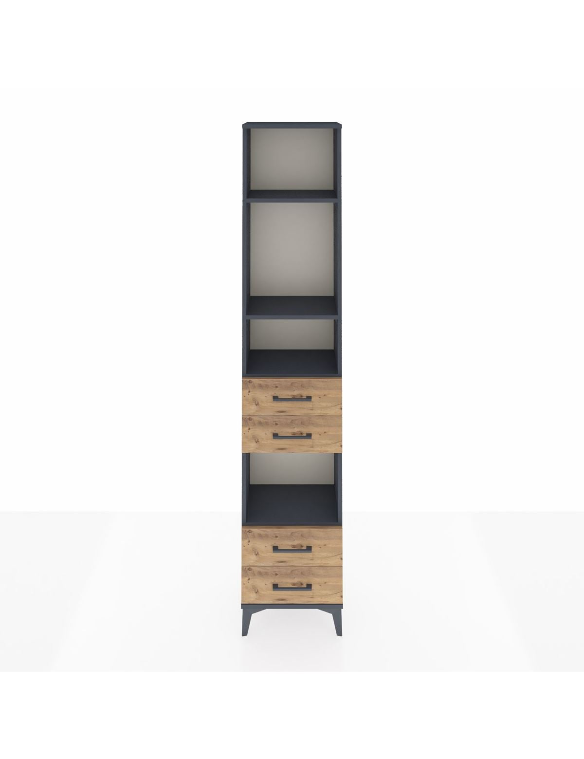 Arges Dolap 4 Raflı 4 Çekmeceli 44x30x221 Antrasit-Çam