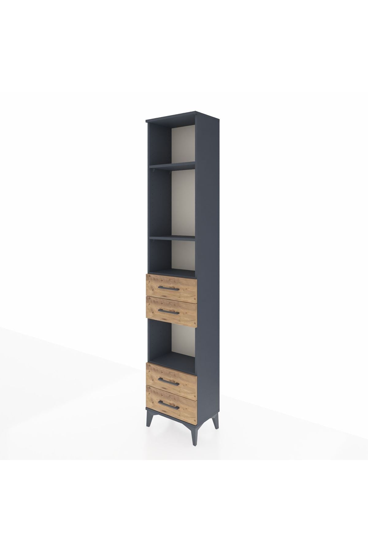 Arges Dolap 4 Raflı 4 Çekmeceli 44x30x221 Antrasit-Çam