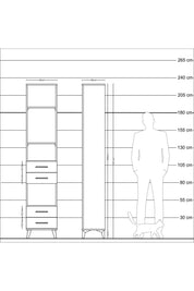 Arges Dolap 4 Raflı 4 Çekmeceli 44x30x221 Antrasit-Çam