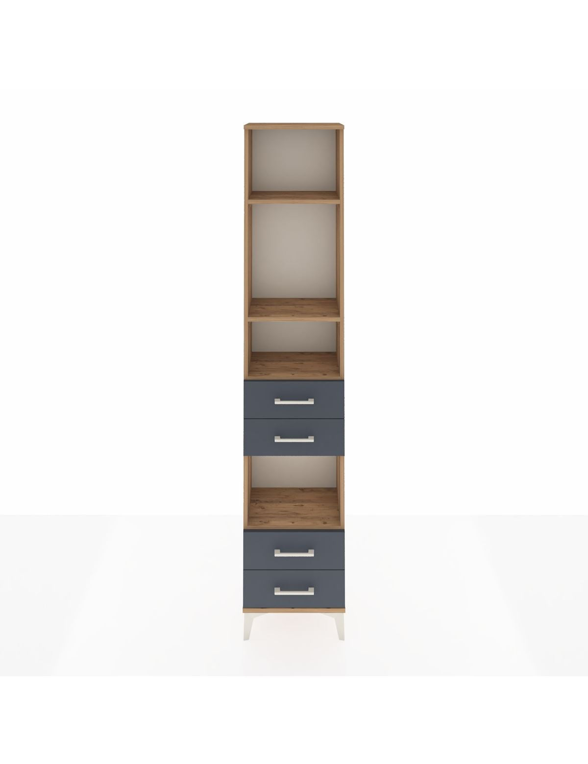 Arges Dolap 4 Raflı 4 Çekmeceli 44x30x221 Çam-Antrasit