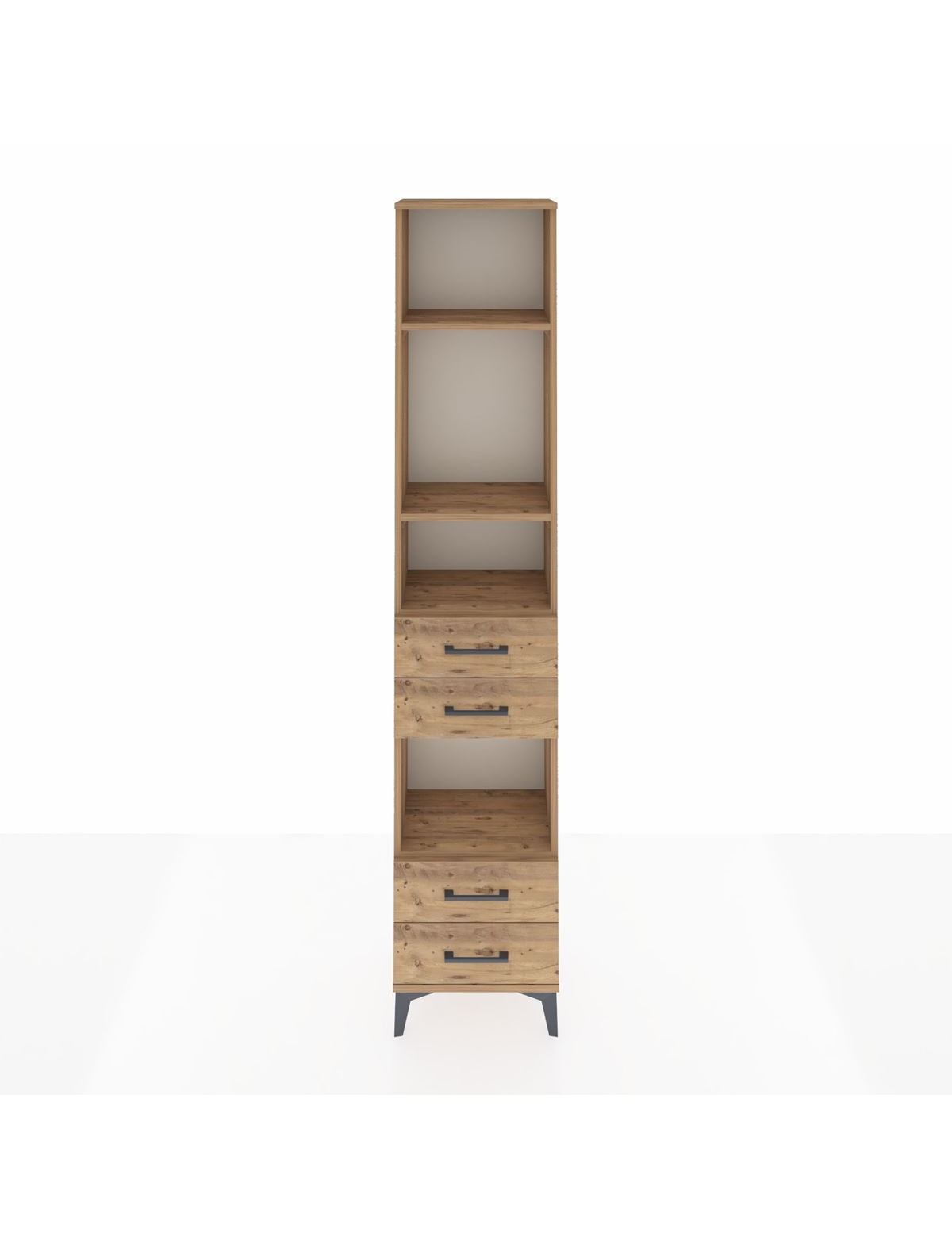 Arges Dolap 4 Raflı 4 Çekmeceli 44x30x221 Çam-Çam