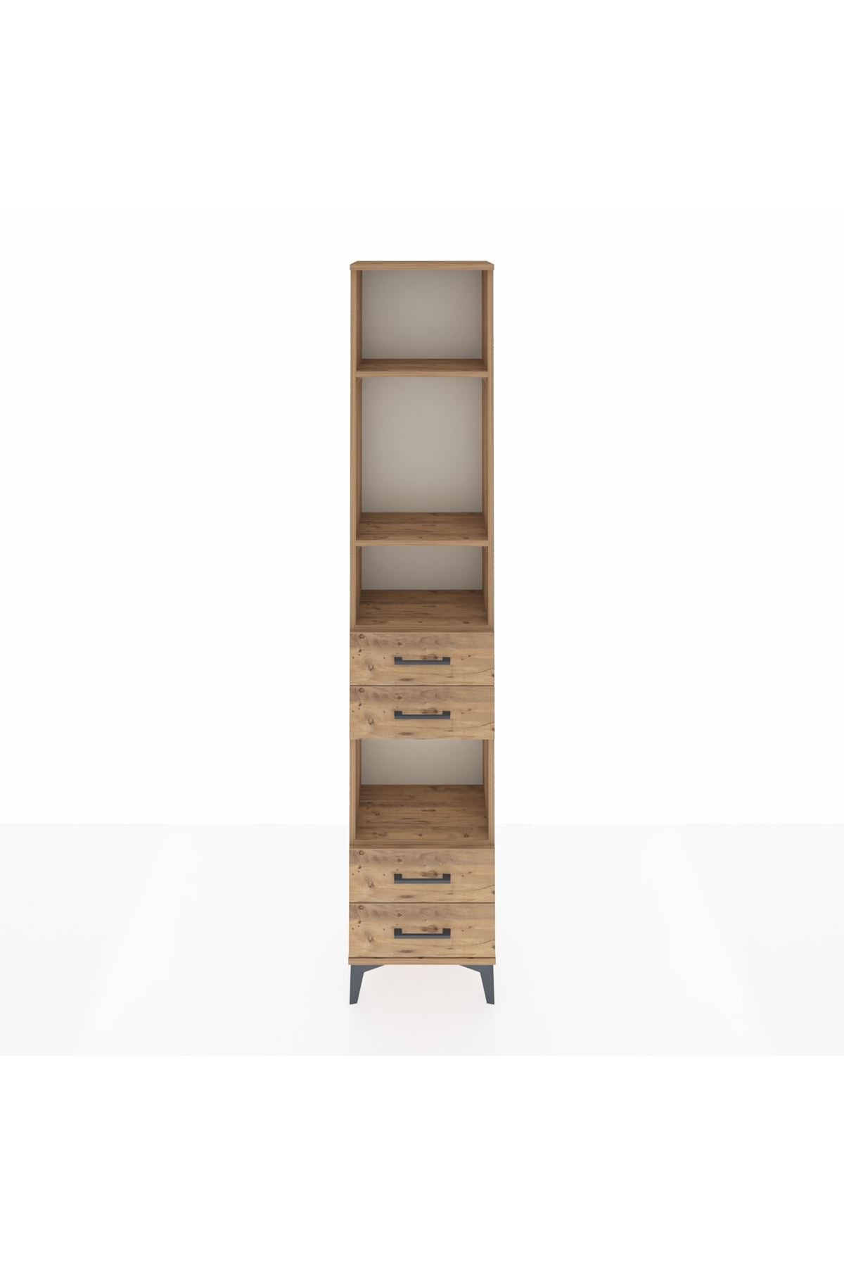 Arges Dolap 4 Raflı 4 Çekmeceli 44x30x221 Çam-Çam