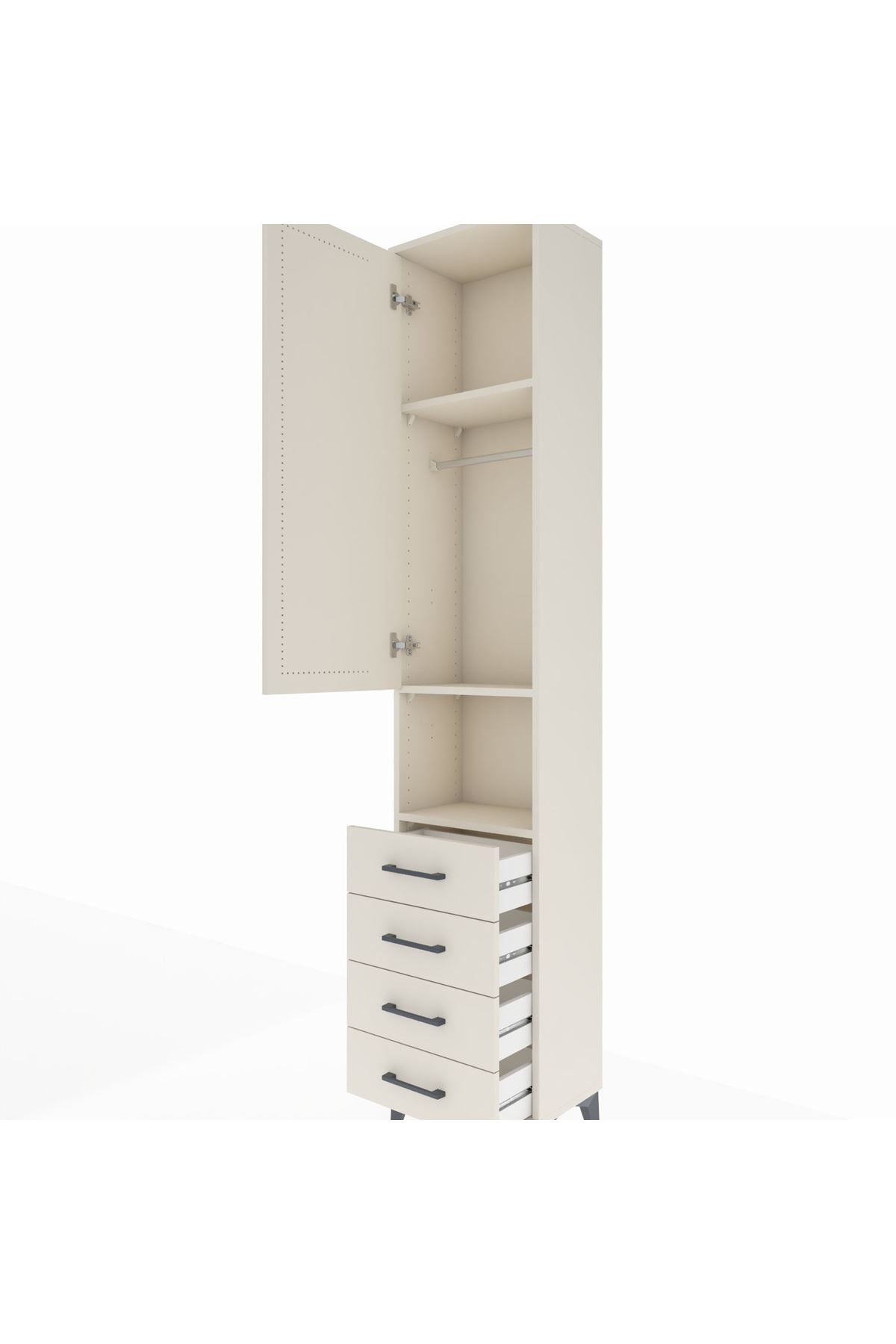 Arges Dolap 3 Raflı 4 Çekmeceli Tek Askılı 44x30x221 Aytaşı-Aytaşı