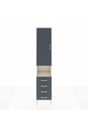 Arges Dolap 3 Raflı 4 Çekmeceli Tek Askılı 44x30x221 Aytaşı-Antrasit