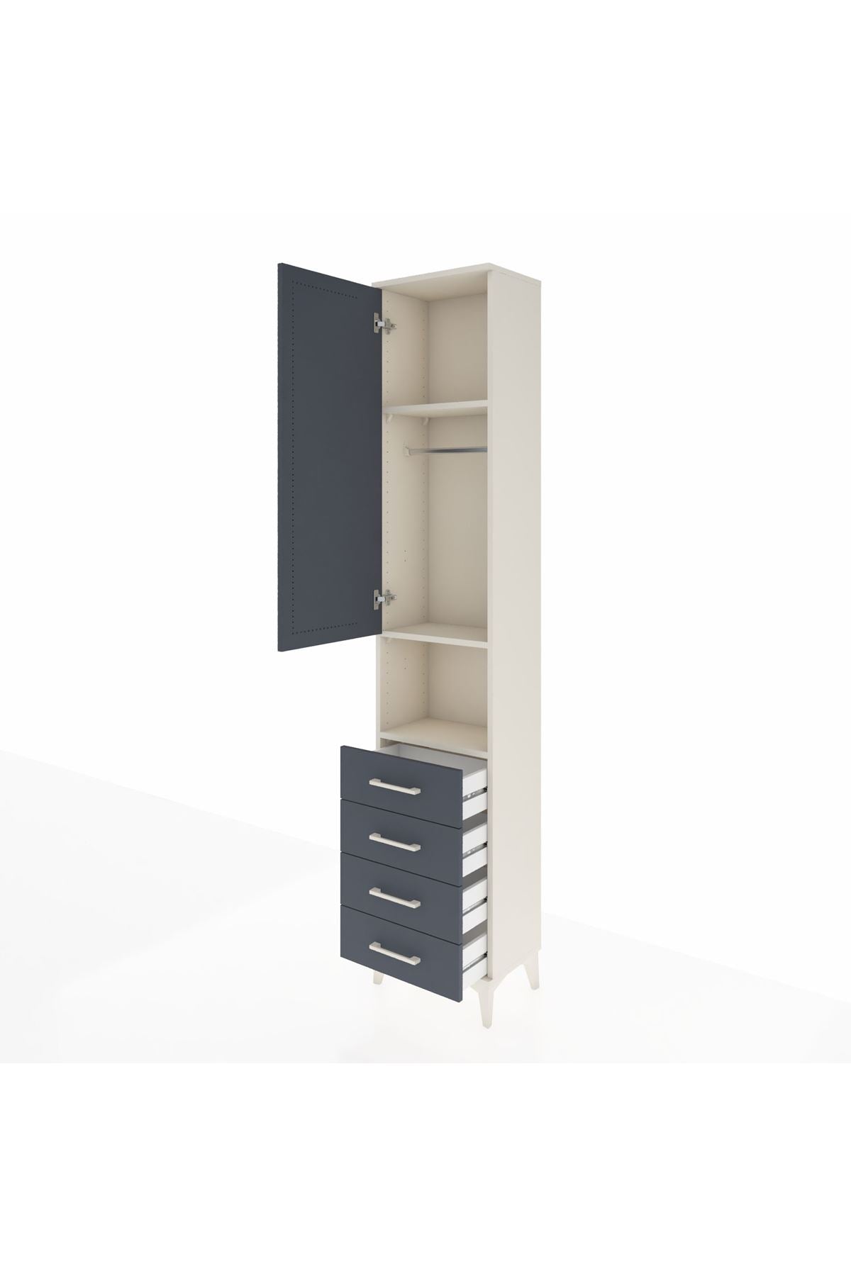 Arges Dolap 3 Raflı 4 Çekmeceli Tek Askılı 44x30x221 - S28M168V2A