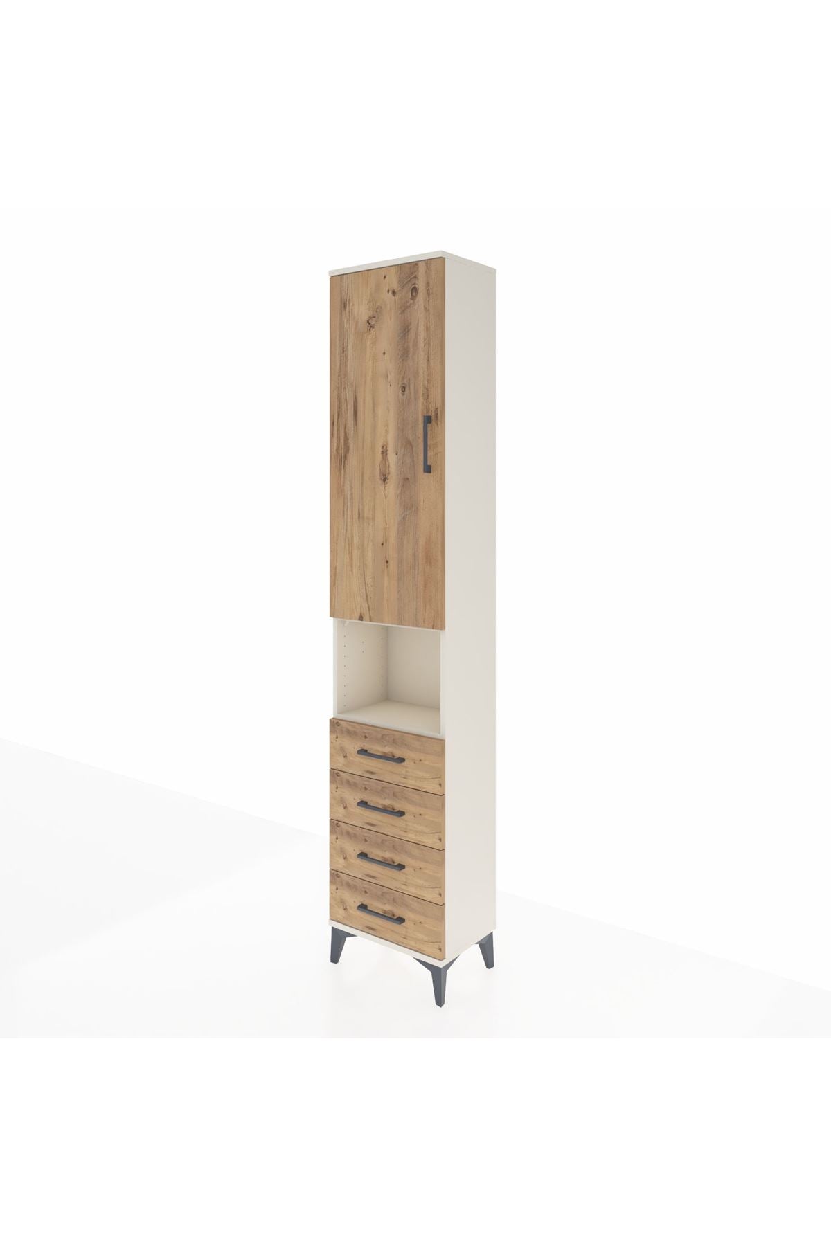 Arges Dolap 3 Raflı 4 Çekmeceli Tek Askılı 44x30x221 Aytaşı-Çam