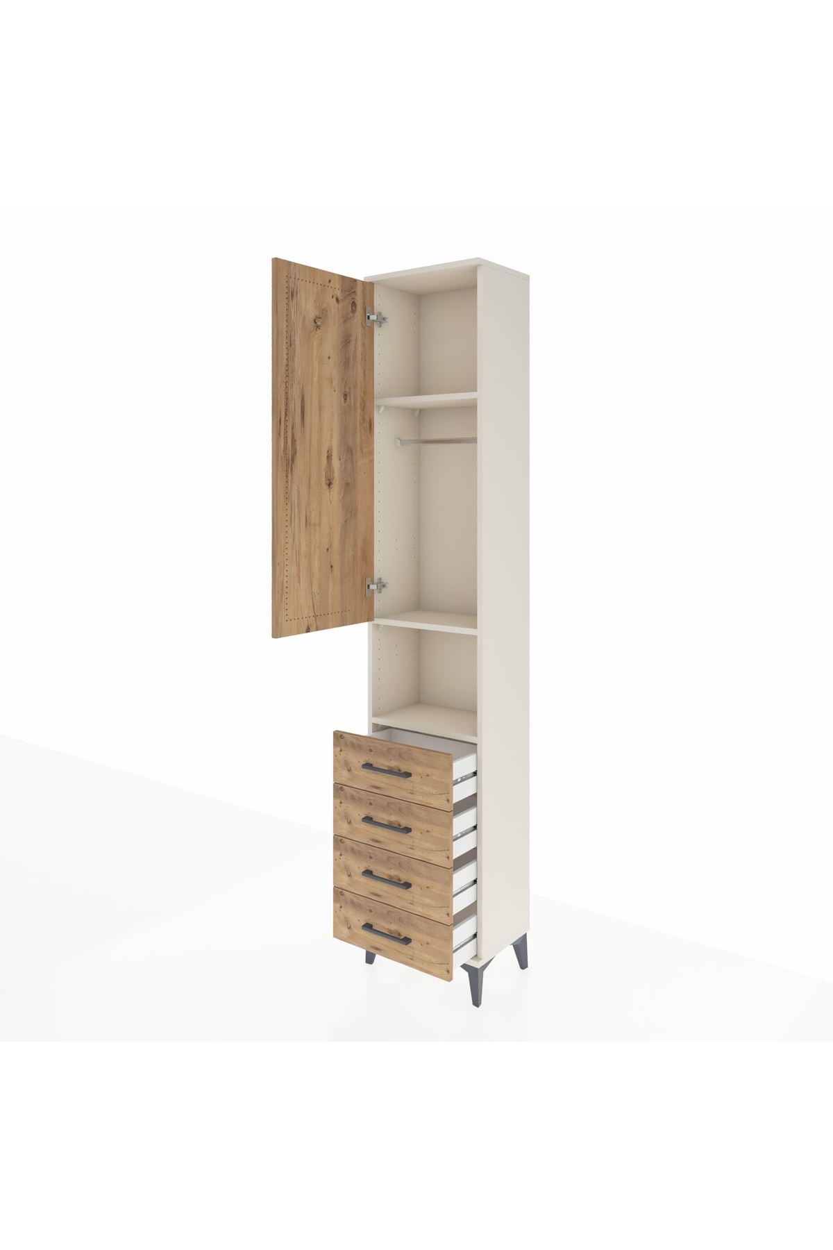 Arges Dolap 3 Raflı 4 Çekmeceli Tek Askılı 44x30x221 - S28M168V3A