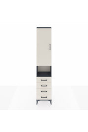 Arges Dolap 3 Raflı 4 Çekmeceli Tek Askılı 44x30x221 Antrasit-Aytaşı