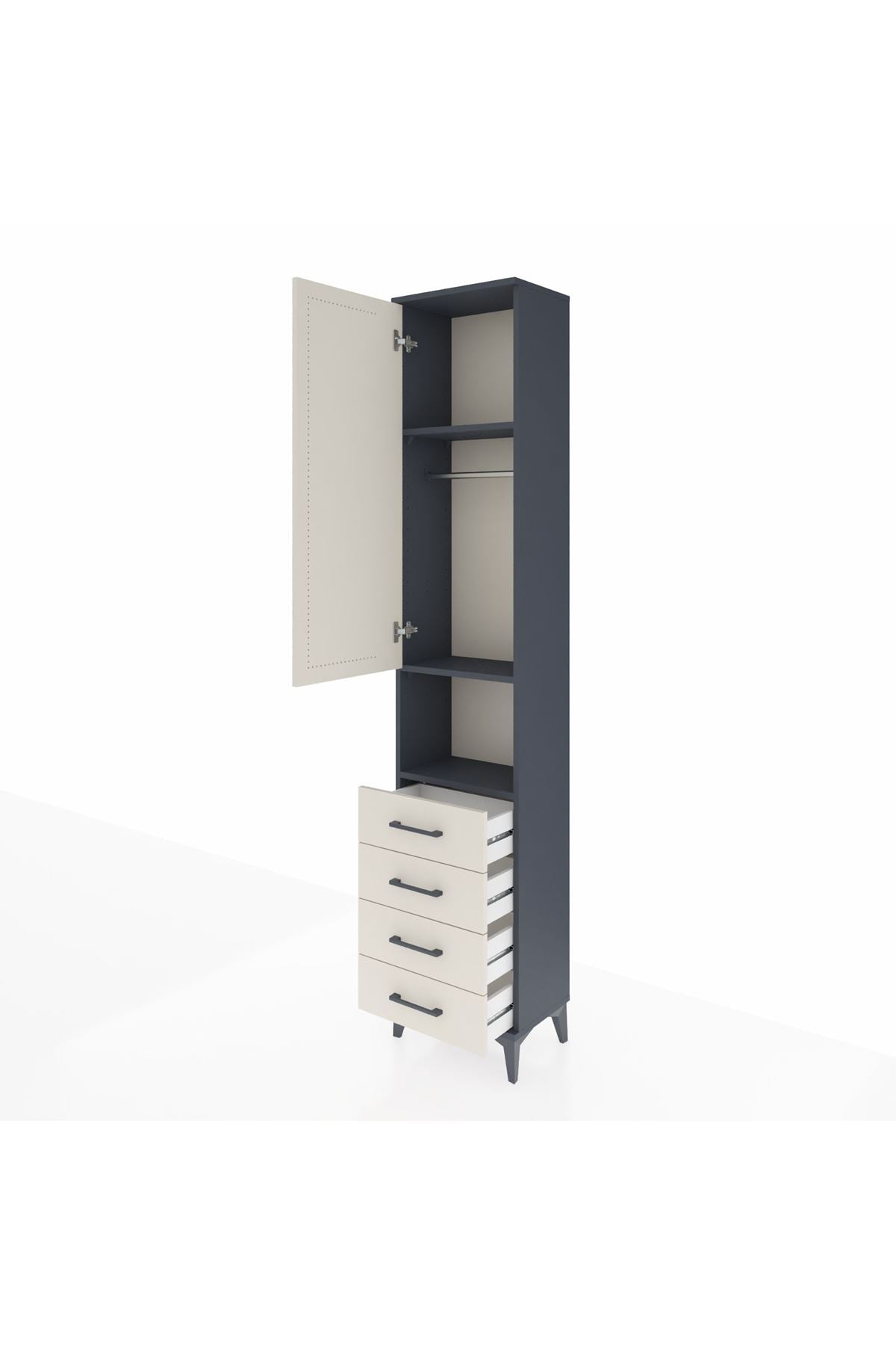 Arges Dolap 3 Raflı 4 Çekmeceli Tek Askılı 44x30x221 - S28M168V4A