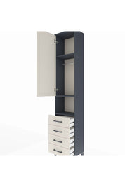 Arges Dolap 3 Raflı 4 Çekmeceli Tek Askılı 44x30x221 Antrasit-Aytaşı