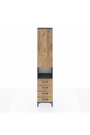 Arges Dolap 3 Raflı 4 Çekmeceli Tek Askılı 44x30x221 Antrasit-Çam