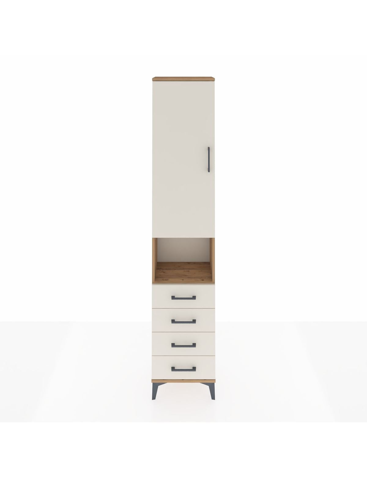 Arges Dolap 3 Raflı 4 Çekmeceli Tek Askılı 44x30x221 Çam-Aytaşı