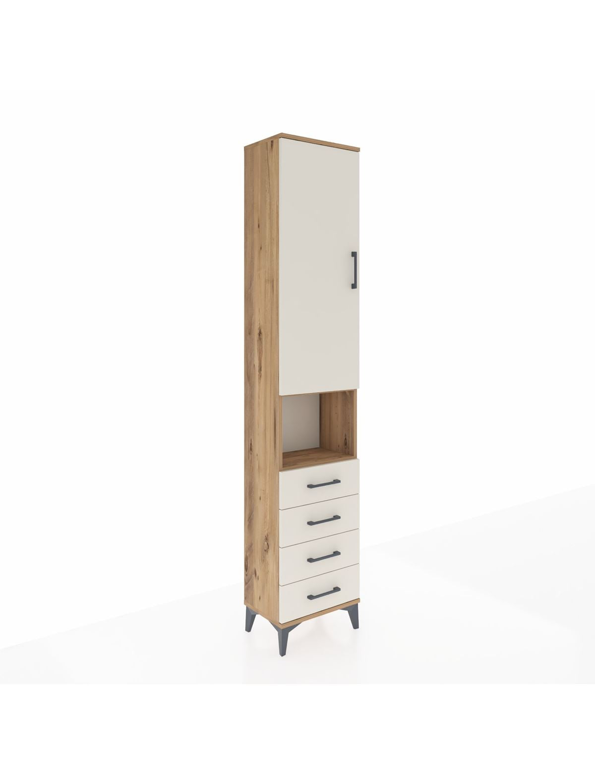 Arges Dolap 3 Raflı 4 Çekmeceli Tek Askılı 44x30x221 Çam-Aytaşı