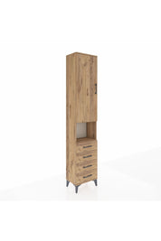 Arges Dolap 3 Raflı 4 Çekmeceli Tek Askılı 44x30x221 Çam-Çam