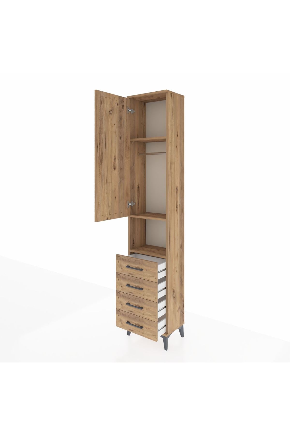 Arges Dolap 3 Raflı 4 Çekmeceli Tek Askılı 44x30x221 - S28M168V9A