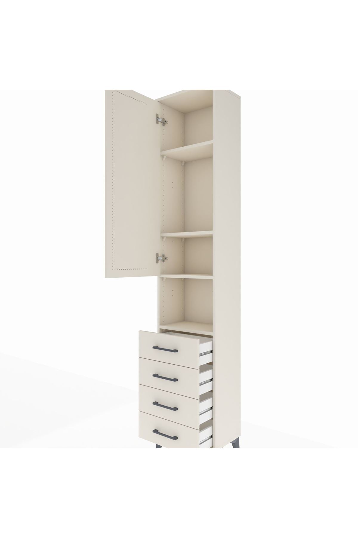 Arges Dolap 4 Raflı 4 Çekmeceli Tek Kapaklı 44x30x221 - S28M169V1A
