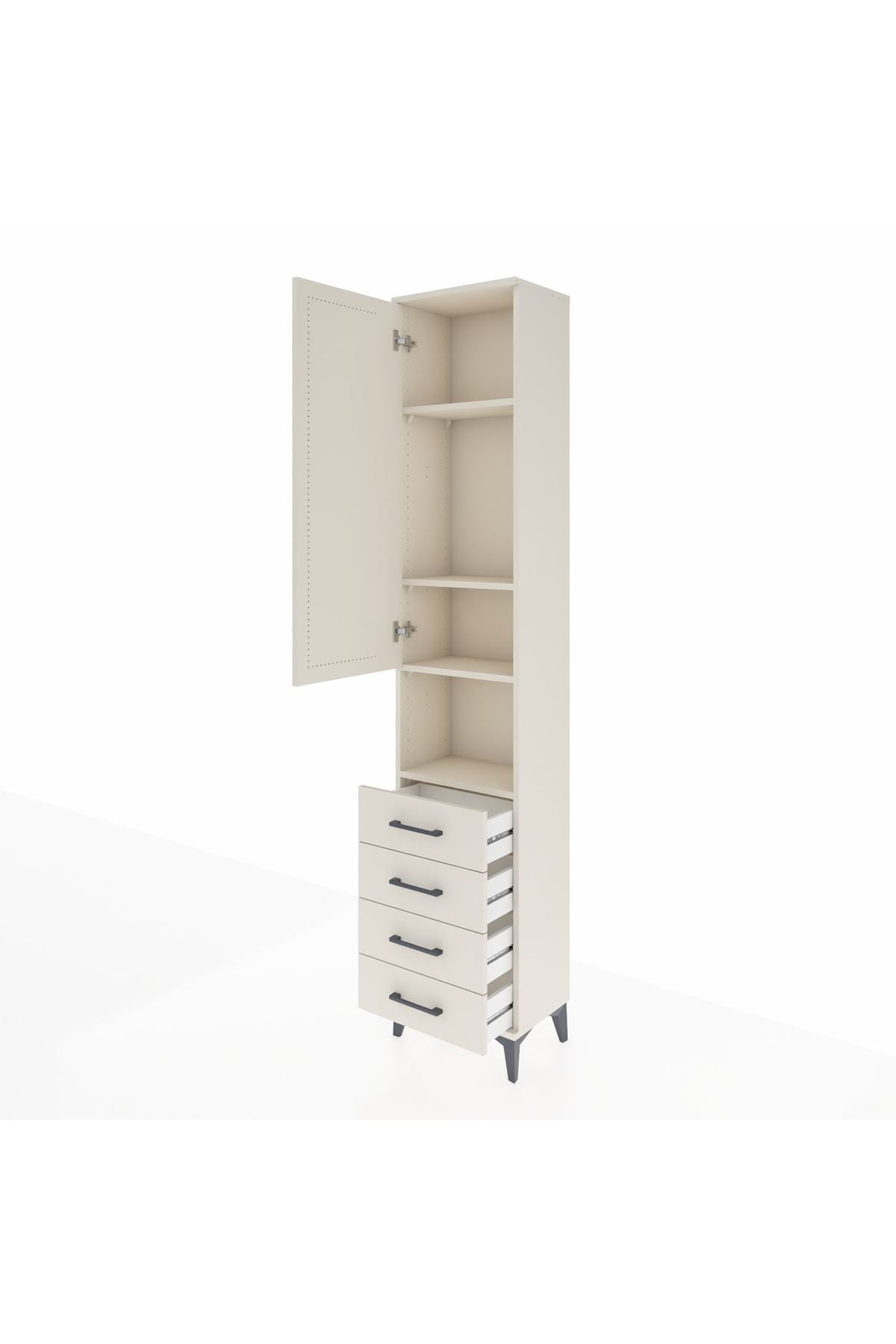 Arges Dolap 4 Raflı 4 Çekmeceli Tek Kapaklı 44x30x221 - S28M169V1A