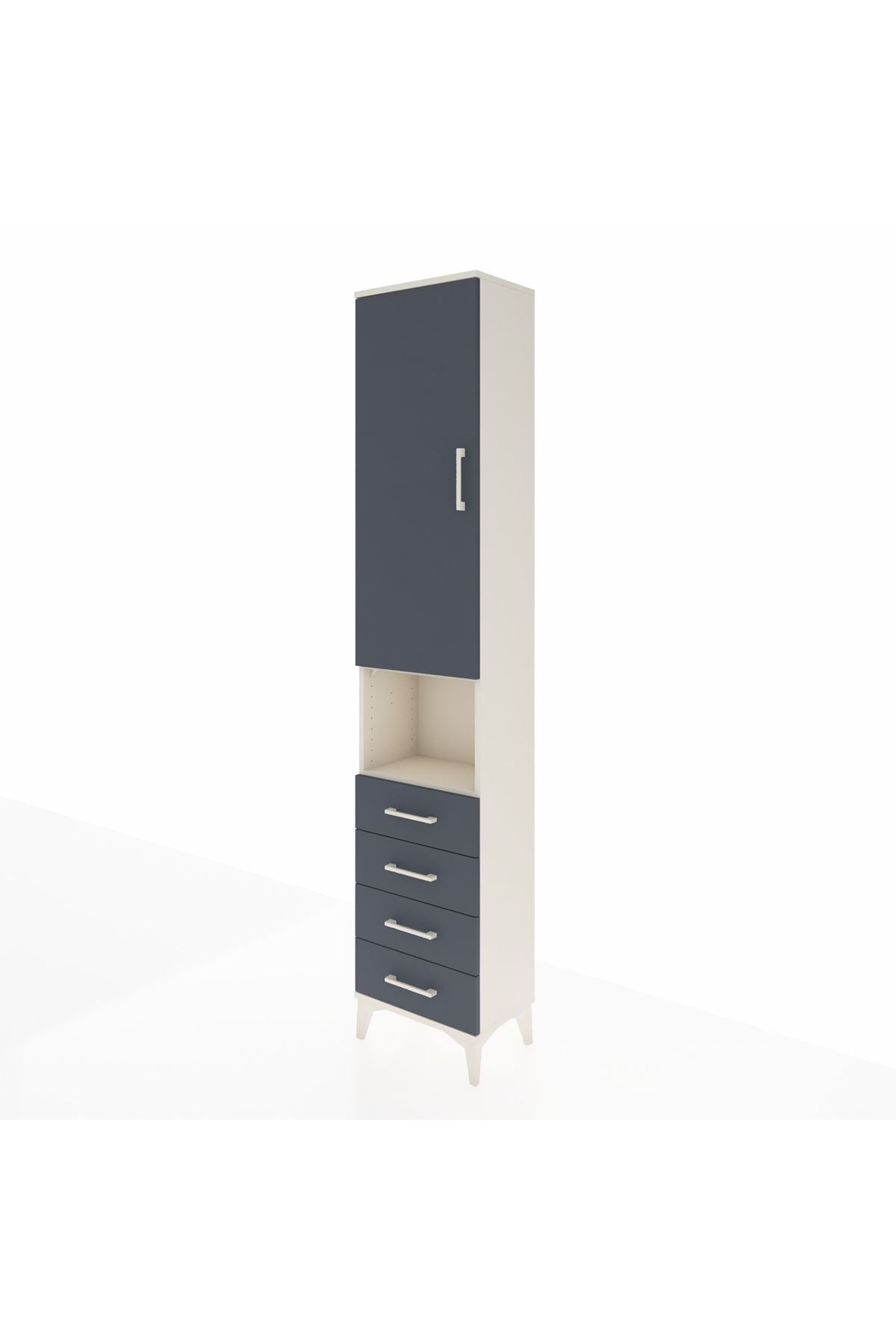 Arges Dolap 4 Raflı 4 Çekmeceli Tek Kapaklı 44x30x221 Aytaşı-Antrasit