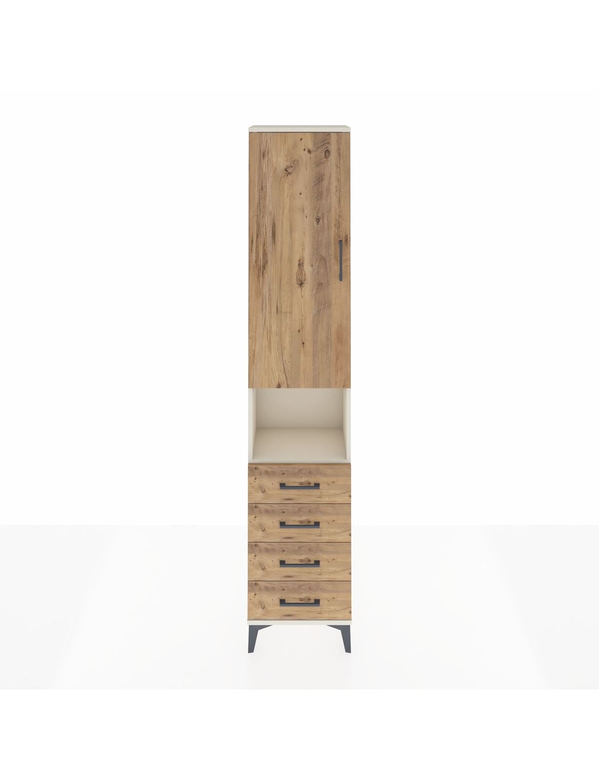 Arges Dolap 4 Raflı 4 Çekmeceli Tek Kapaklı 44x30x221 Aytaşı-Çam