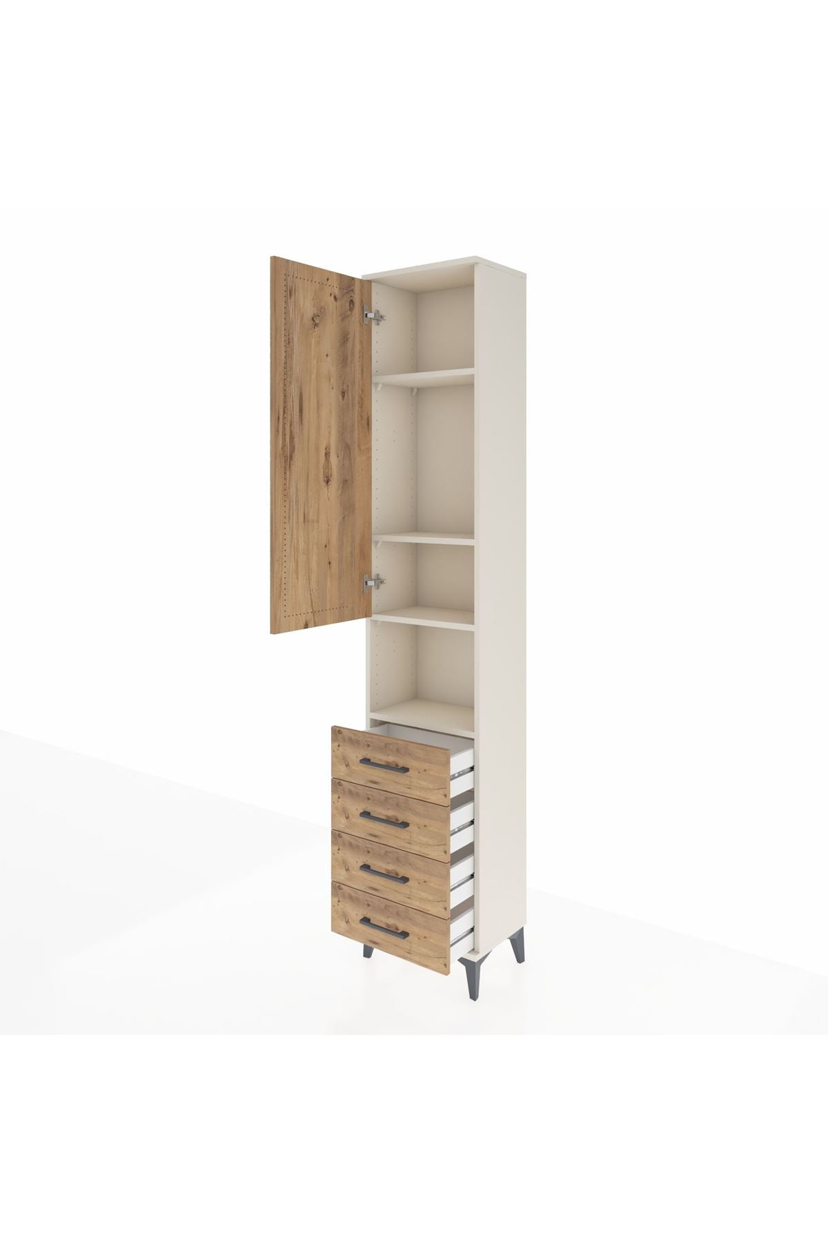 Arges Dolap 4 Raflı 4 Çekmeceli Tek Kapaklı 44x30x221 - S28M169V3A