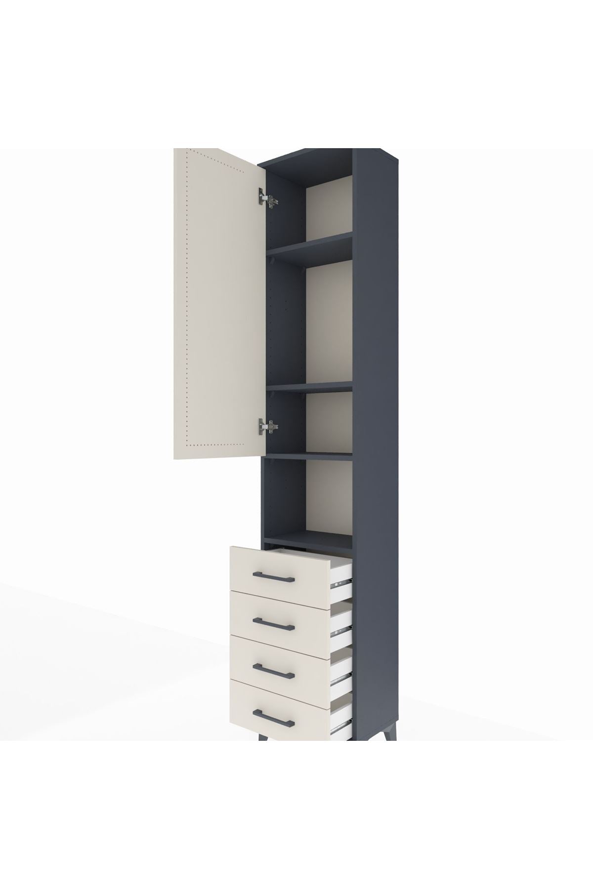 Arges Dolap 4 Raflı 4 Çekmeceli Tek Kapaklı 44x30x221 - S28M169V4A