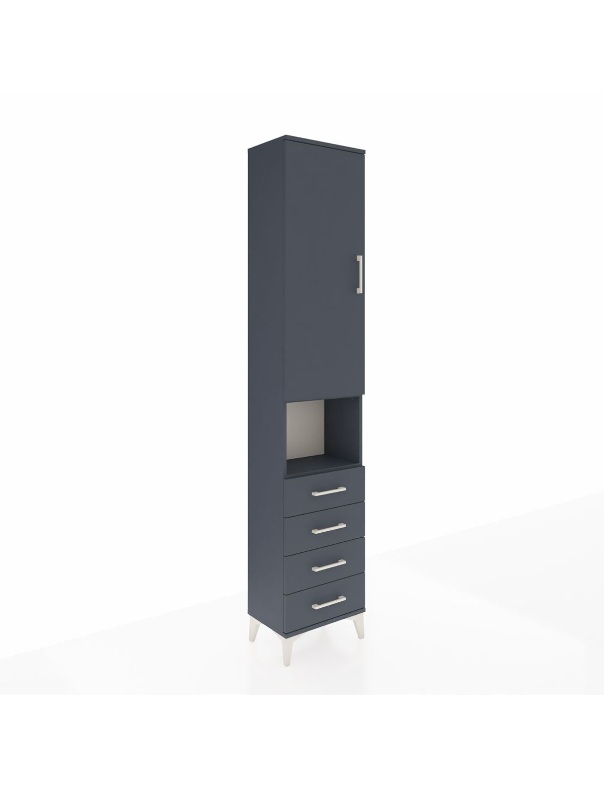 Arges Dolap 4 Raflı 4 Çekmeceli Tek Kapaklı 44x30x221 Antrasit-Antrasit