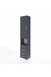 Arges Dolap 4 Raflı 4 Çekmeceli Tek Kapaklı 44x30x221 Antrasit-Antrasit