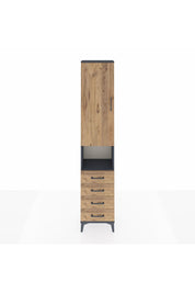 Arges Dolap 4 Raflı 4 Çekmeceli Tek Kapaklı 44x30x221 Antrasit-Çam