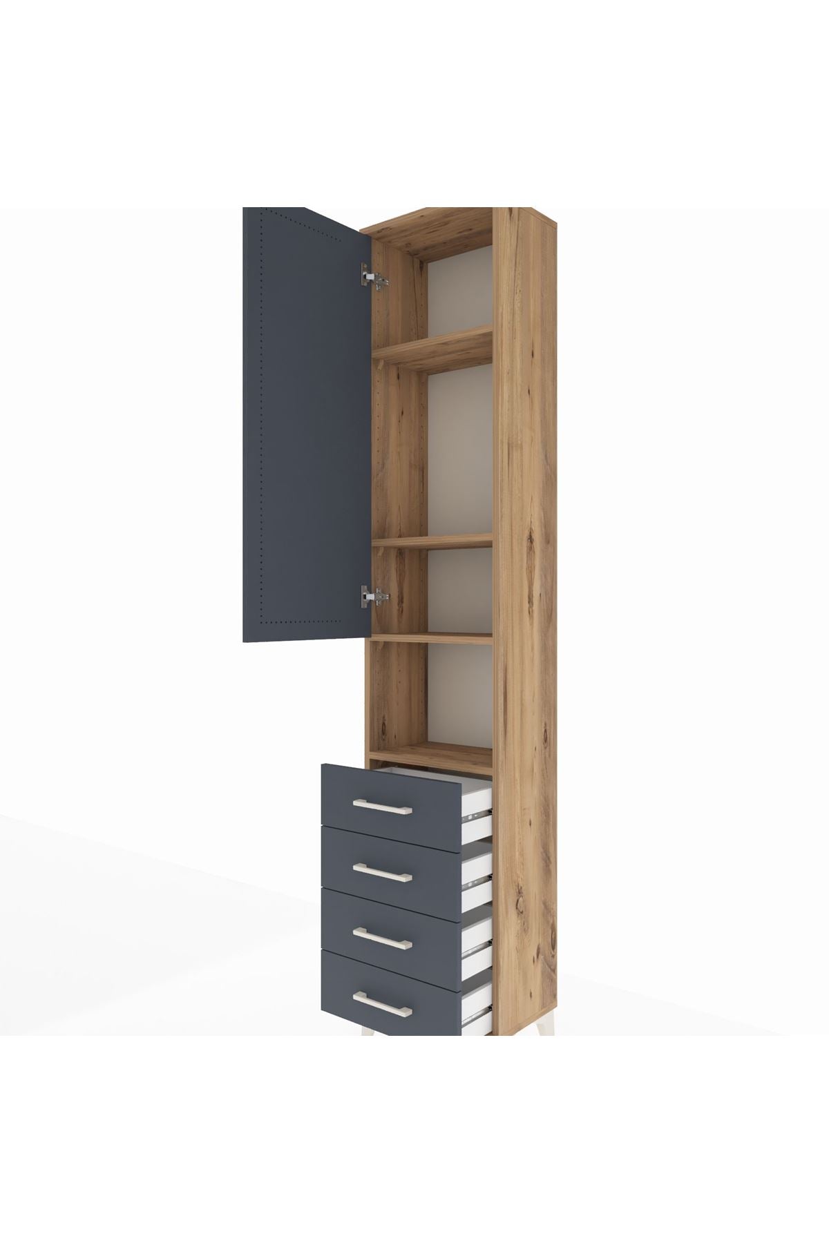 Arges Dolap 4 Raflı 4 Çekmeceli Tek Kapaklı 44x30x221 - S28M169V8A