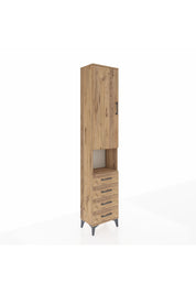 Arges Dolap 4 Raflı 4 Çekmeceli Tek Kapaklı 44x30x221 Çam-Çam