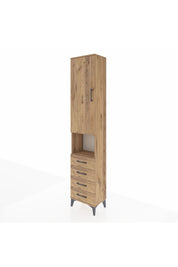 Arges Dolap 4 Raflı 4 Çekmeceli Tek Kapaklı 44x30x221 Çam-Çam