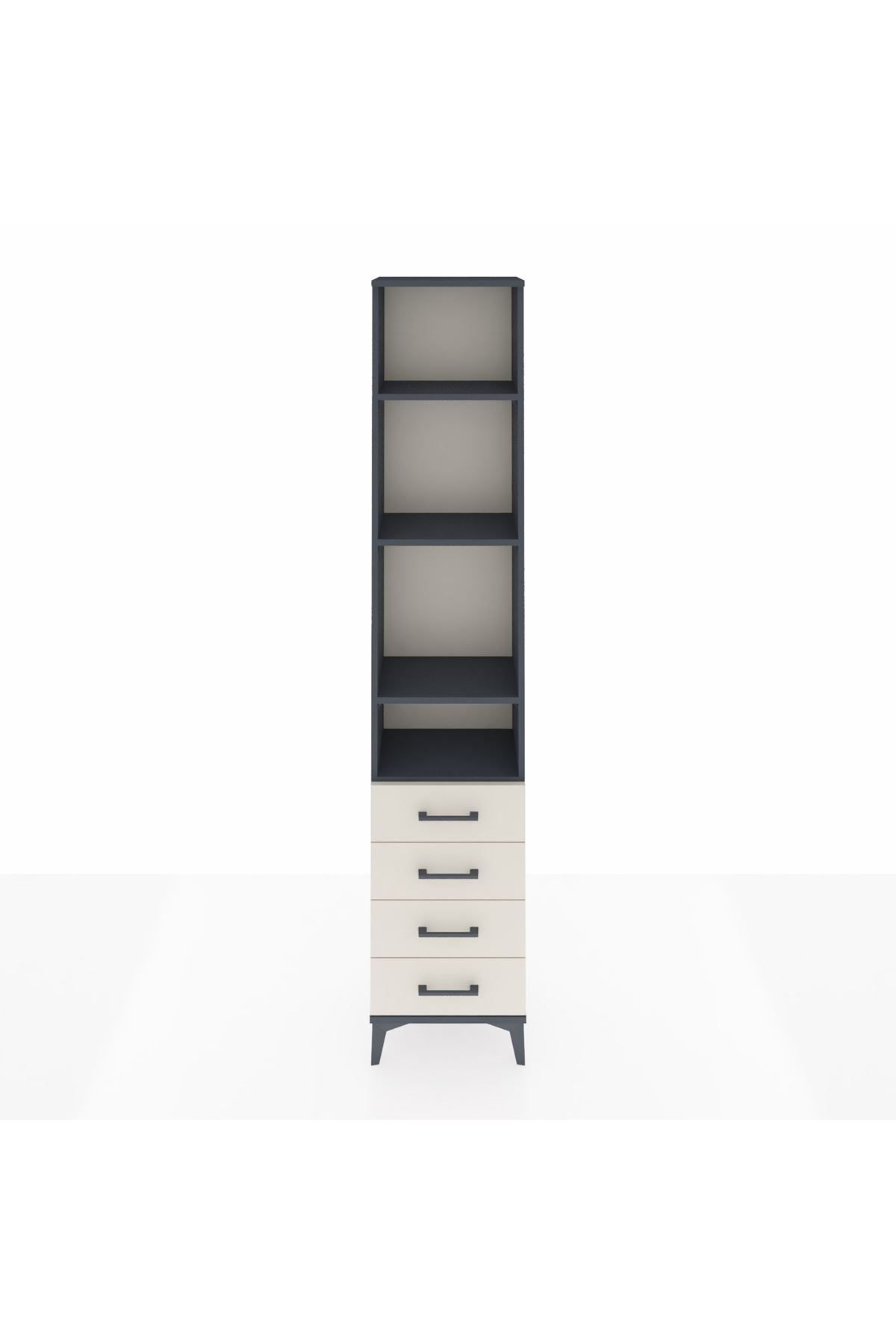 Arges Dolap 4 Raflı 4 Çekmeceli 44x30x221 Antrasit-Aytaşı