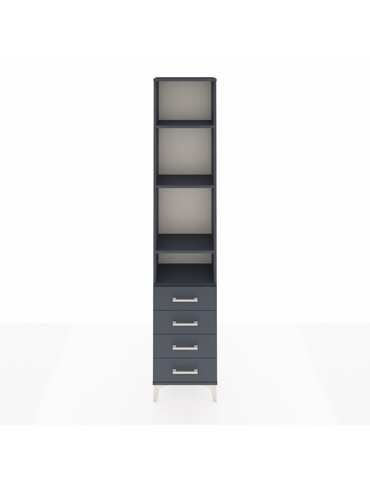 Arges Dolap 4 Raflı 4 Çekmeceli 44x30x221 Antrasit-Antrasit