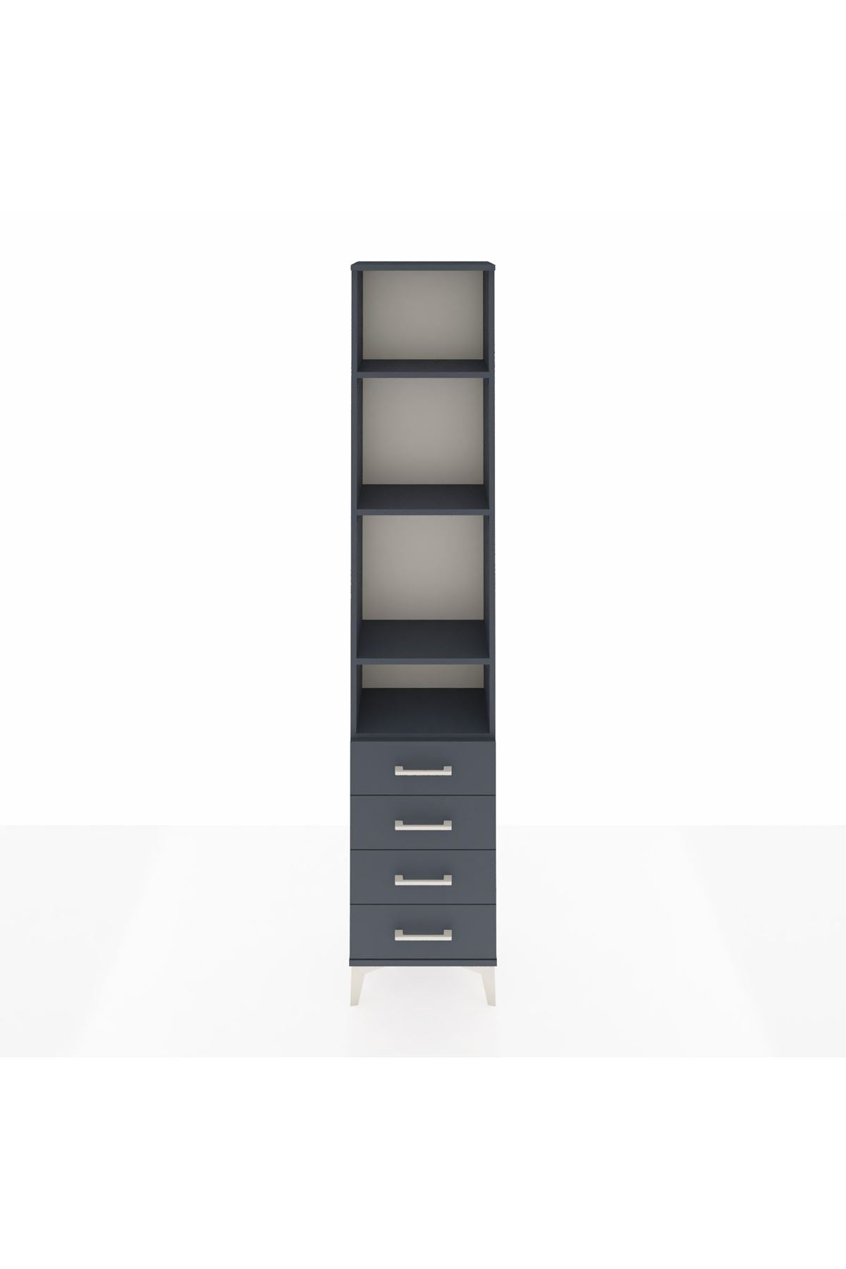 Arges Dolap 4 Raflı 4 Çekmeceli 44x30x221 Antrasit-Antrasit