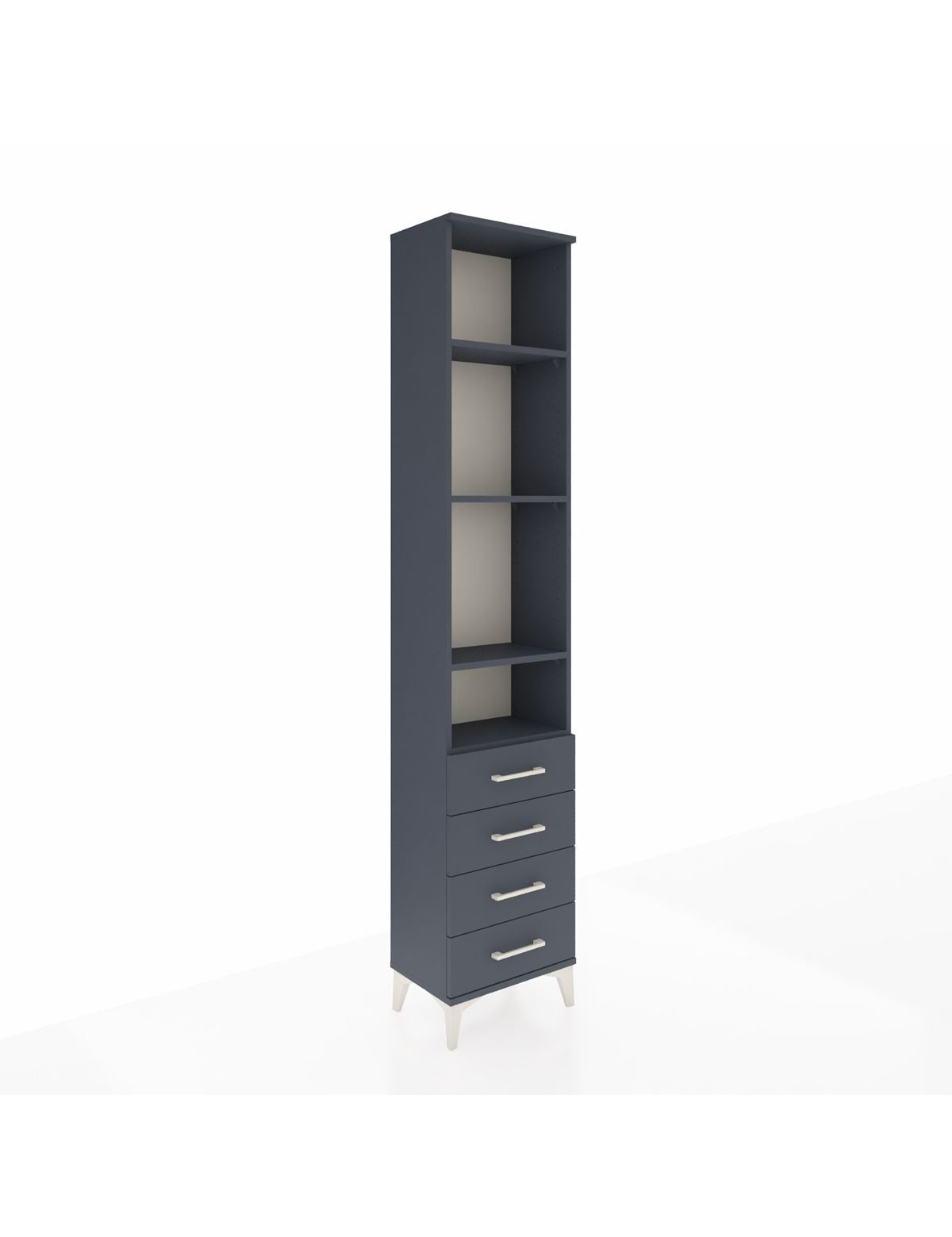 Arges Dolap 4 Raflı 4 Çekmeceli 44x30x221 Antrasit-Antrasit