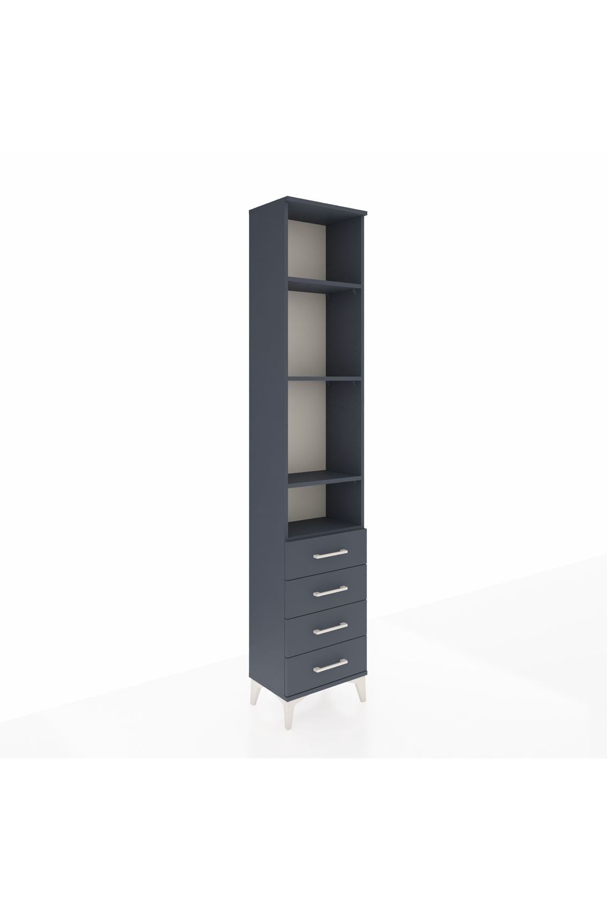 Arges Dolap 4 Raflı 4 Çekmeceli 44x30x221 Antrasit-Antrasit